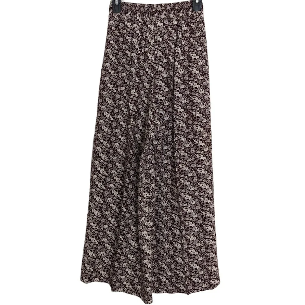 Women's Hype floral palazzo pants, brown, size M - Picture 2 of 4